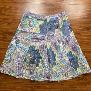 NY Collection Women's Pastel Groovy Floral Beaded Skirt Size 12 Coastal Boho